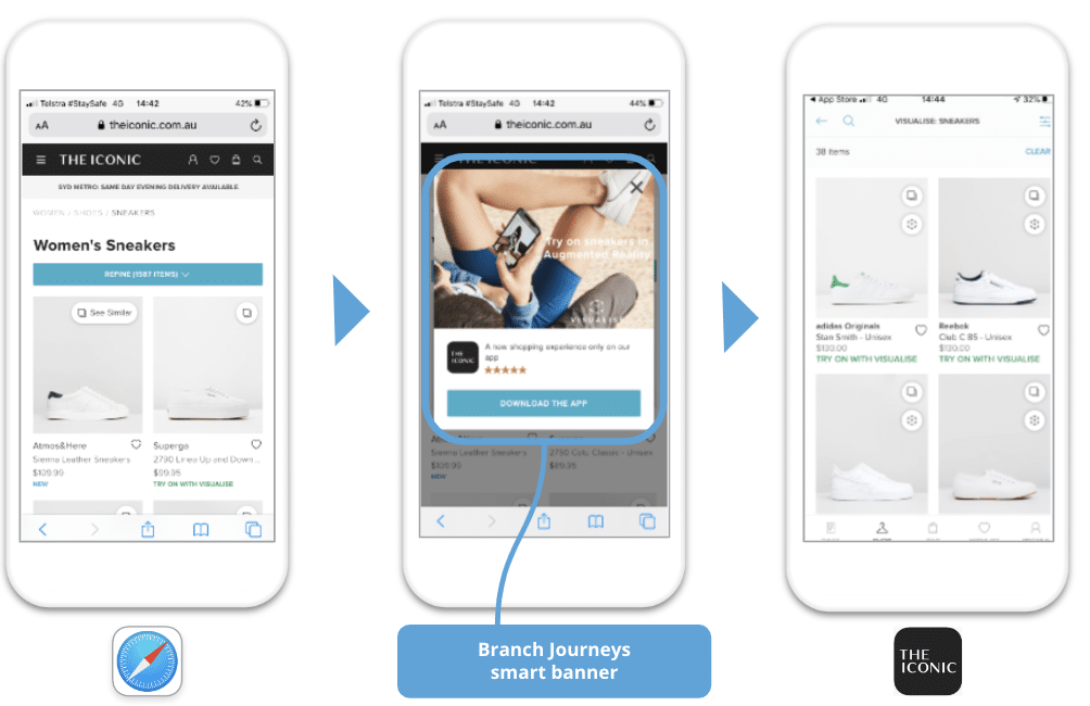 Branch Journeys web to app flow