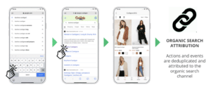 Optimization flow visualized in phones with Branch's SEO App Attribution